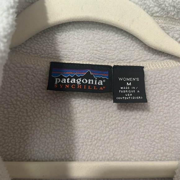 Patagonia Women’s Cream Windzone Synchchilla Fleece Zip Up Jacket Sz M - Picture 3 of 7
